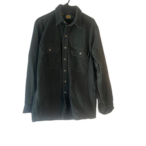 Cabela's Men's Size Large Tall Green Flannel Heavy Outdoor Button Up - Picture 1 of 9